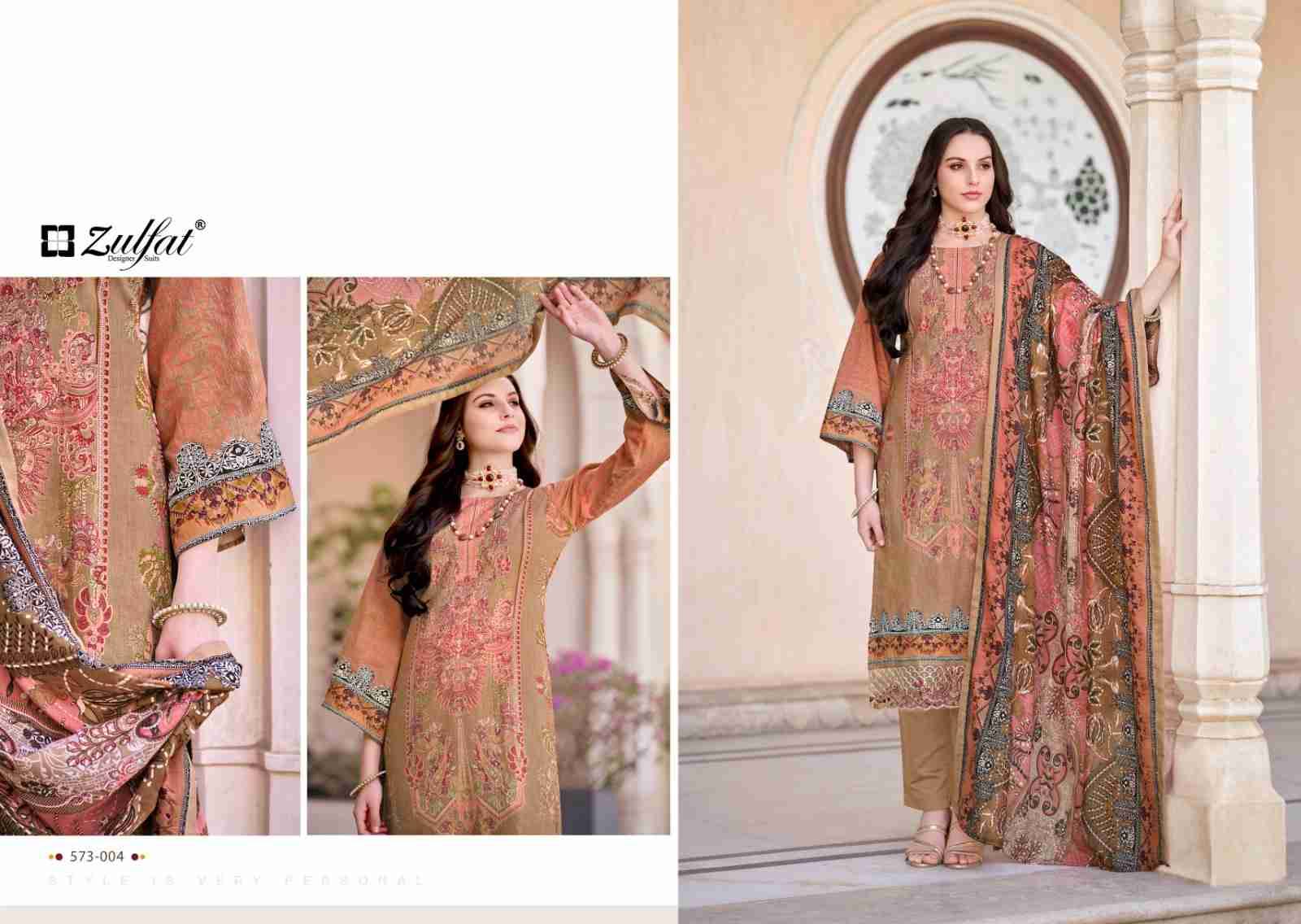 Gulrez Vol-3 By Zulfat 573-001 To 573-008 Series Beautiful Festive Suits Stylish Fancy Colorful Casual Wear & Ethnic Wear Pure Cotton Print Dresses At Wholesale Price