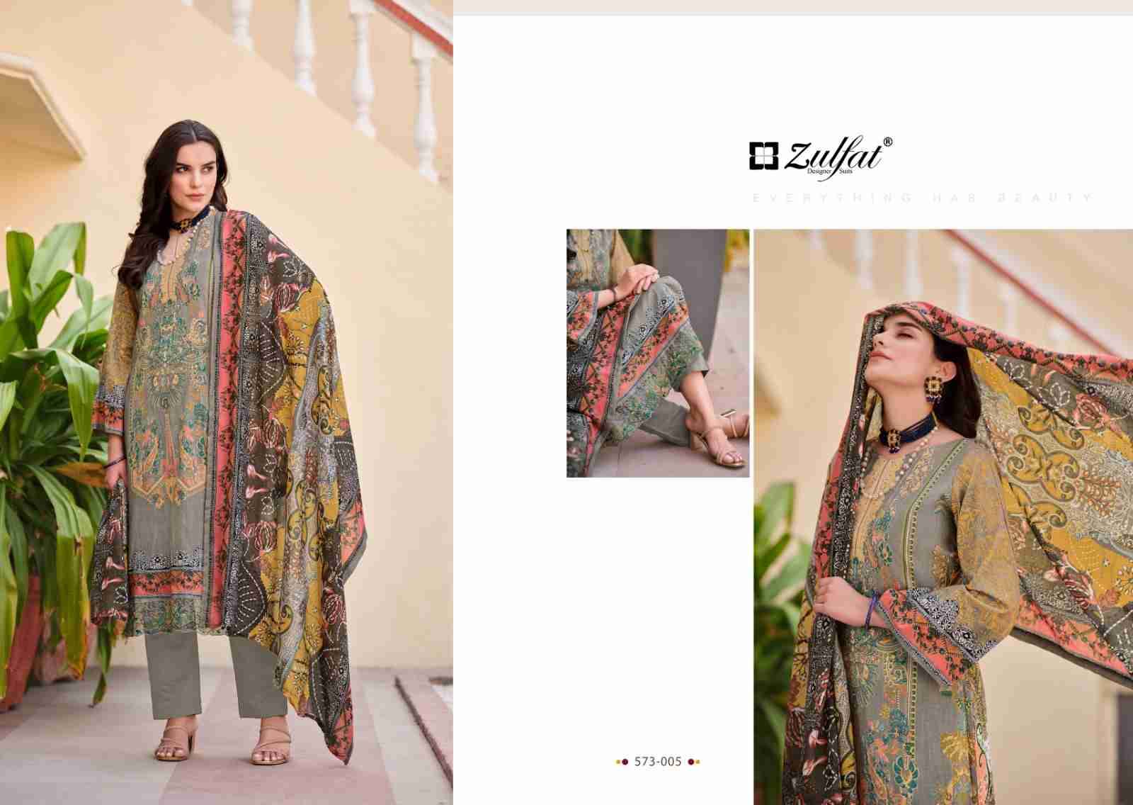 Gulrez Vol-3 By Zulfat 573-001 To 573-008 Series Beautiful Festive Suits Stylish Fancy Colorful Casual Wear & Ethnic Wear Pure Cotton Print Dresses At Wholesale Price