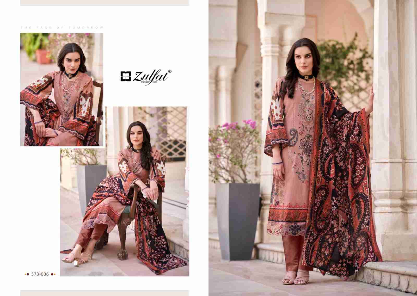 Gulrez Vol-3 By Zulfat 573-001 To 573-008 Series Beautiful Festive Suits Stylish Fancy Colorful Casual Wear & Ethnic Wear Pure Cotton Print Dresses At Wholesale Price