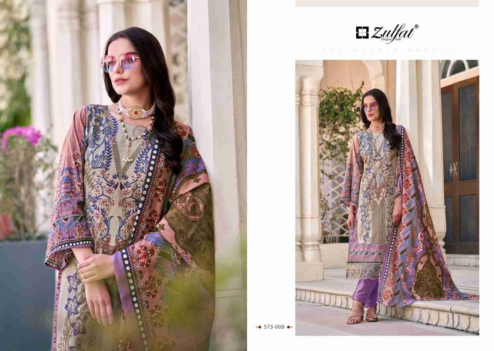 Gulrez Vol-3 By Zulfat 573-001 To 573-008 Series Beautiful Festive Suits Stylish Fancy Colorful Casual Wear & Ethnic Wear Pure Cotton Print Dresses At Wholesale Price