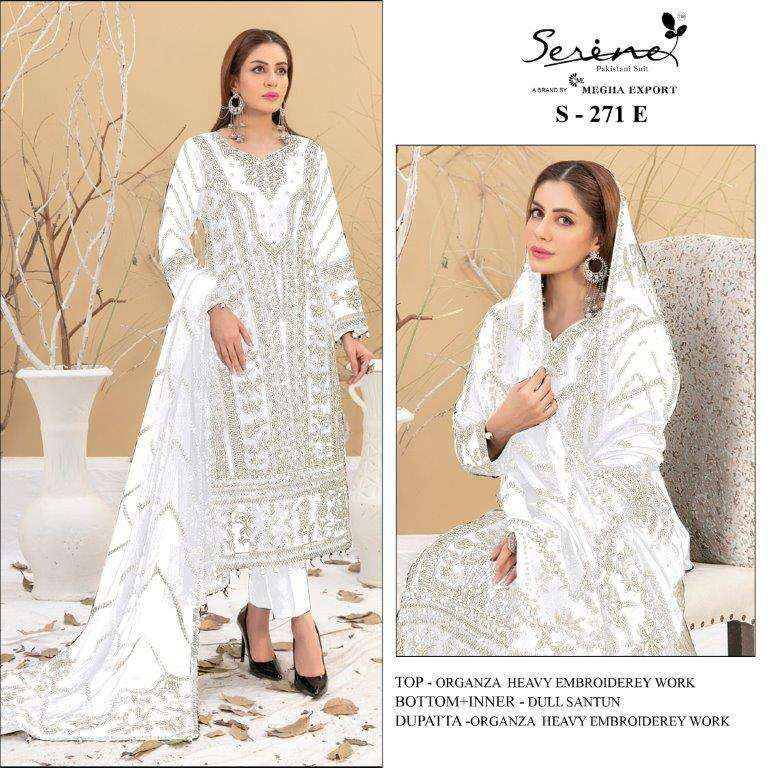 Serene Hit Design S-271 Colours Vol-2 By Serene S-271-E To S-271-H Series Designer Pakistani Suits Beautiful Fancy Colorful Stylish Party Wear & Occasional Wear Organza Embroidered Dresses At Wholesale Price