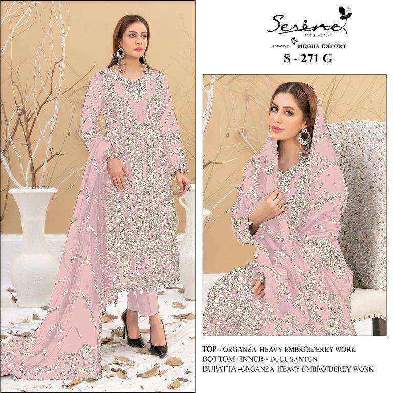 Serene Hit Design S-271 Colours Vol-2 By Serene S-271-E To S-271-H Series Designer Pakistani Suits Beautiful Fancy Colorful Stylish Party Wear & Occasional Wear Organza Embroidered Dresses At Wholesale Price