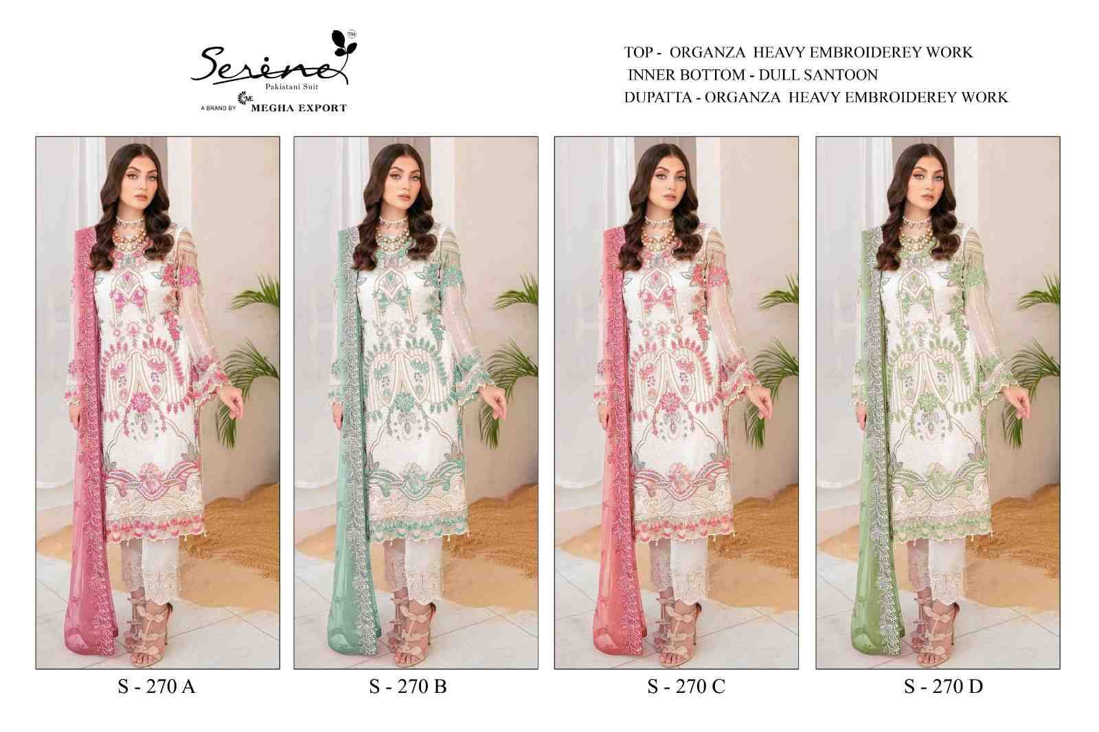 Serene Hit Design S-270 Colours By Serene S-270-A To S-270-D Series Beautiful Pakistani Suits Colorful Stylish Fancy Casual Wear & Ethnic Wear Organza Dresses At Wholesale Price