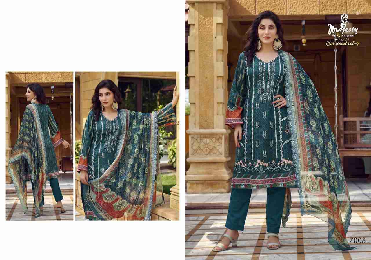 Bin Saeed Vol-7 By Majesty 7001 To 7006 Series Beautiful Pakistani Suits Colorful Stylish Fancy Casual Wear & Ethnic Wear Cambric Cotton Dresses At Wholesale Price