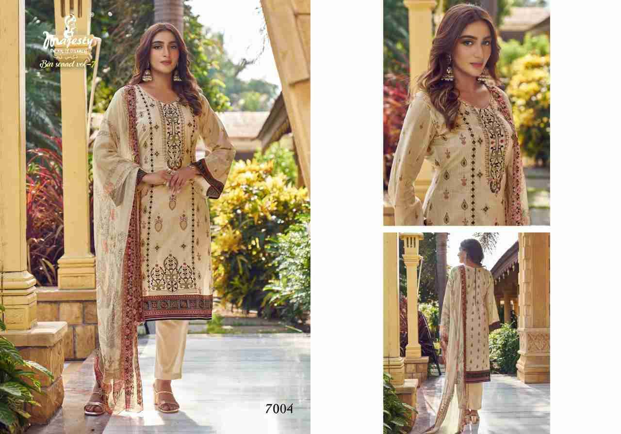 Bin Saeed Vol-7 By Majesty 7001 To 7006 Series Beautiful Pakistani Suits Colorful Stylish Fancy Casual Wear & Ethnic Wear Cambric Cotton Dresses At Wholesale Price