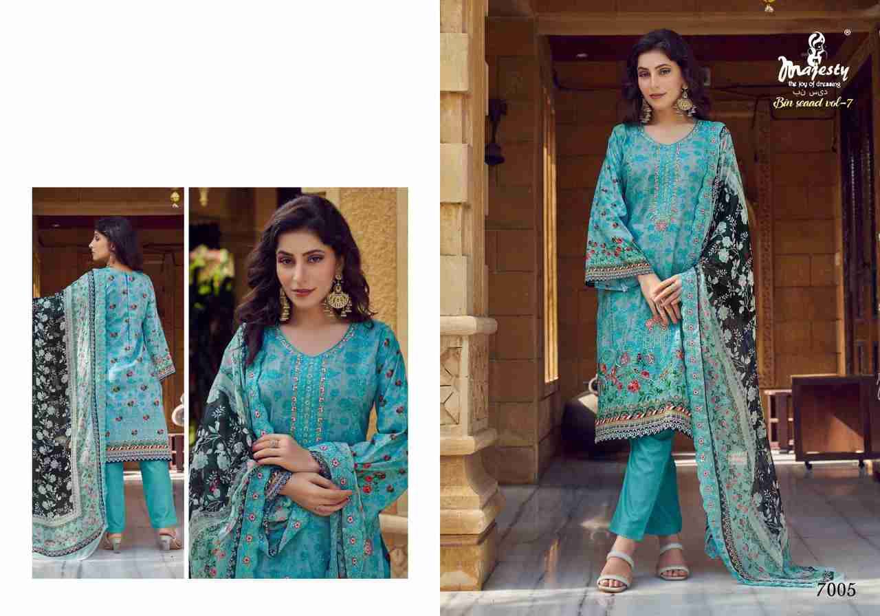 Bin Saeed Vol-7 By Majesty 7001 To 7006 Series Beautiful Pakistani Suits Colorful Stylish Fancy Casual Wear & Ethnic Wear Cambric Cotton Dresses At Wholesale Price