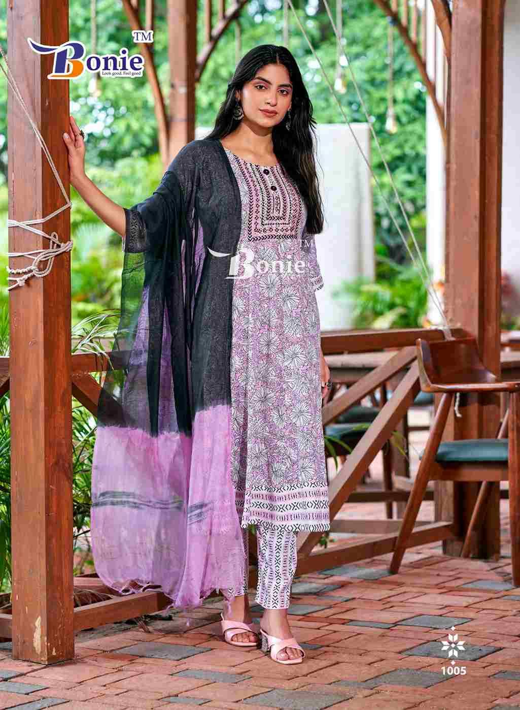 Anarkali By Bonie 1001 To 1007 Series Beautiful Festive Suits Colorful Stylish Fancy Casual Wear & Ethnic Wear Rayon Dresses At Wholesale Price