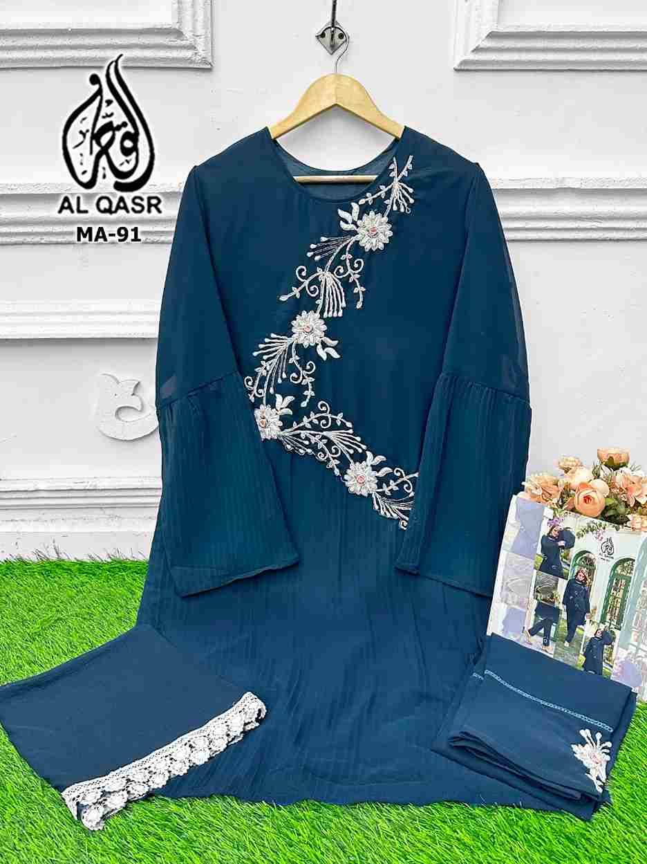 MA-91 COLOURS BY AL QASR 91-A TO 91-F SERIES BEAUTIFUL PAKISTANI SUITS COLORFUL STYLISH FANCY CASUAL WEAR & ETHNIC WEAR FAUX GEORGETTE DRESSES AT WHOLESALE PRICE