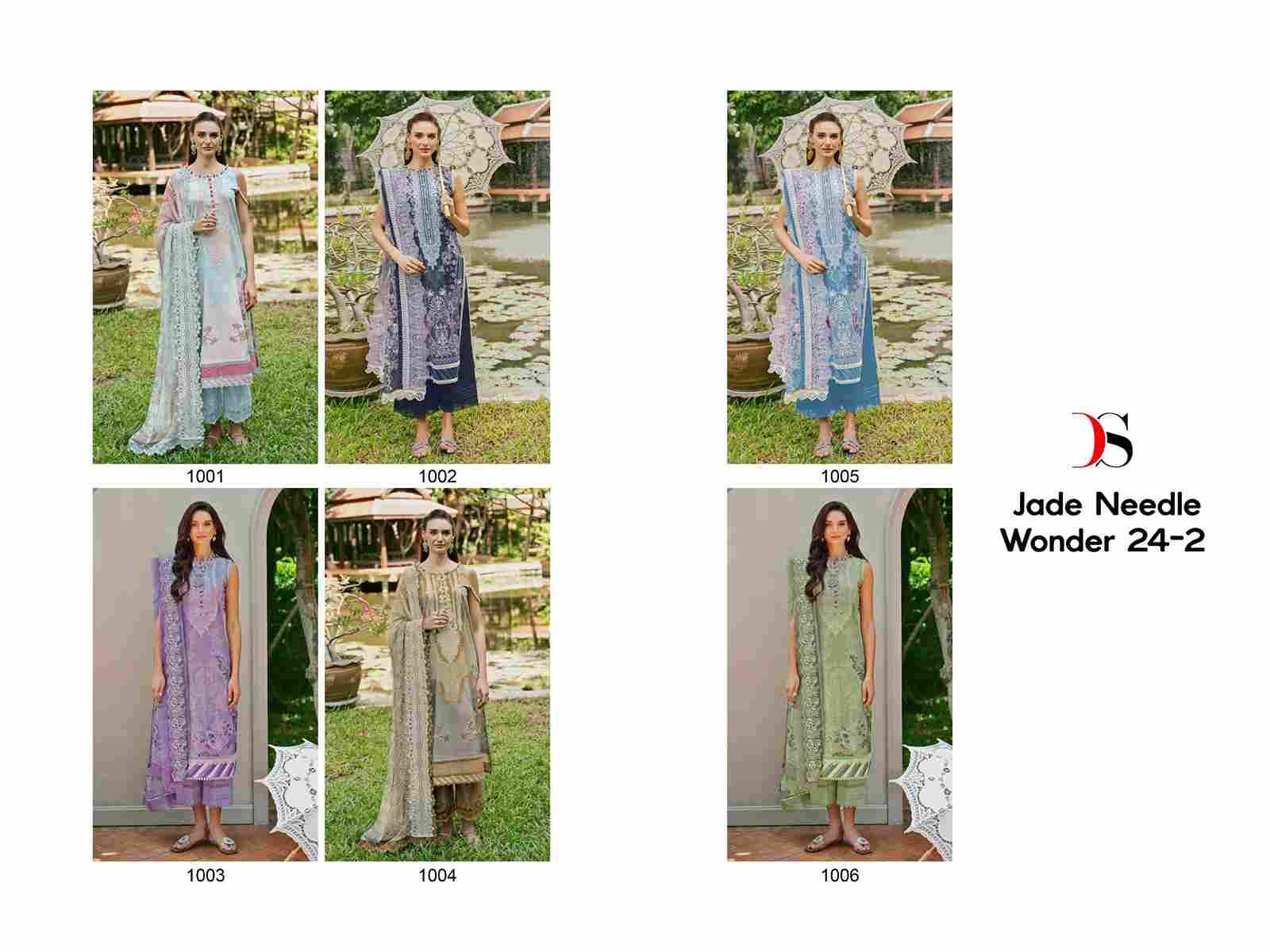 Jade Needle Wonder-24 Vol-2 By Deepsy Suits 1001 To 1006 Series Pakistani Stylish Beautiful Colourful Printed & Embroidered Party Wear & Occasional Wear Pure Cotton Dresses At Wholesale Price