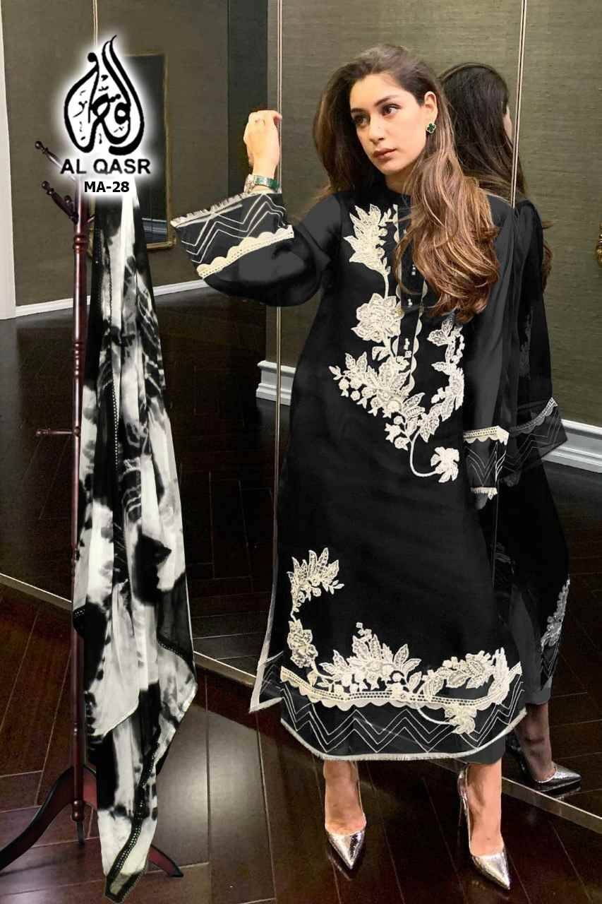 MA-28 COLOURS BY AL QASR 28-A TO 28-D SERIES BEAUTIFUL PAKISTANI SUITS COLORFUL STYLISH FANCY CASUAL WEAR & ETHNIC WEAR FAUX GEORGETTE DRESSES AT WHOLESALE PRICE