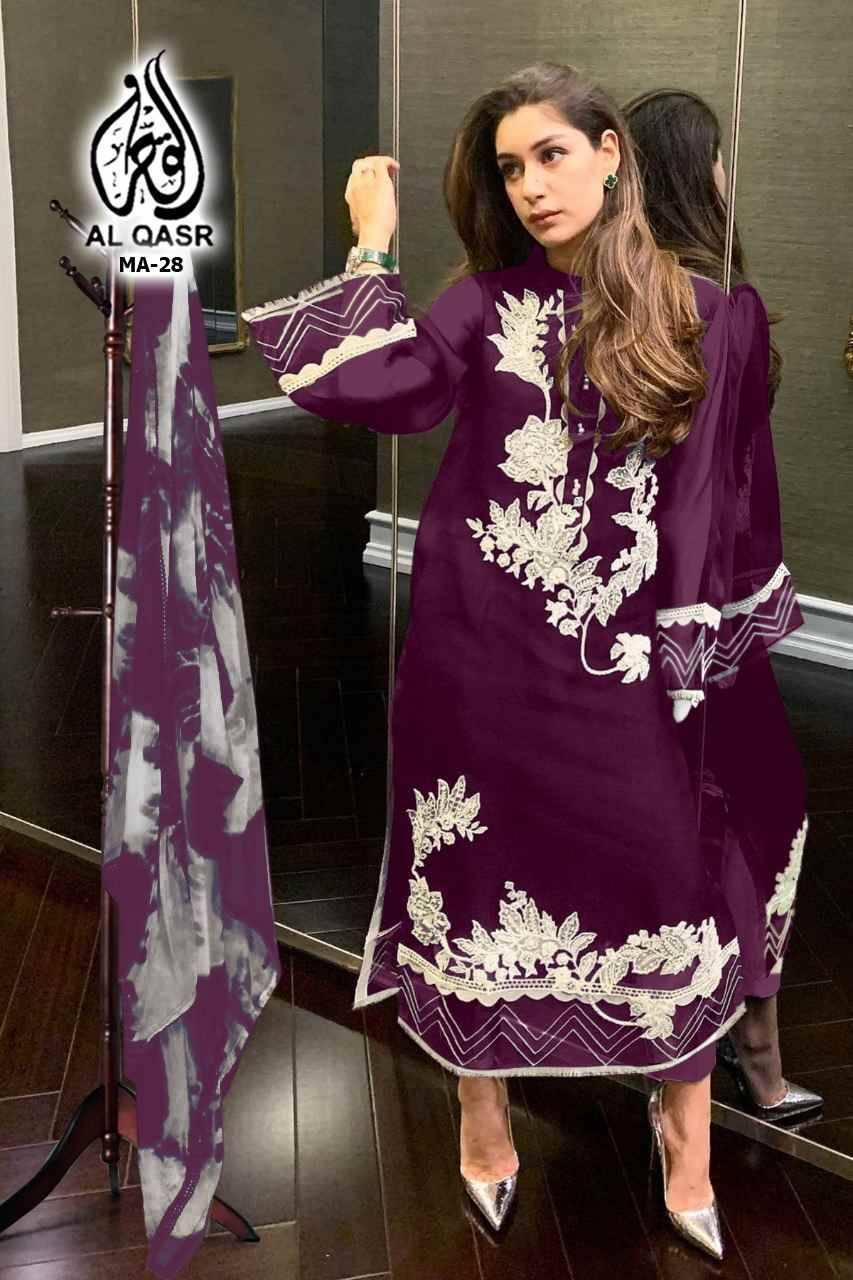 MA-28 COLOURS BY AL QASR 28-A TO 28-D SERIES BEAUTIFUL PAKISTANI SUITS COLORFUL STYLISH FANCY CASUAL WEAR & ETHNIC WEAR FAUX GEORGETTE DRESSES AT WHOLESALE PRICE