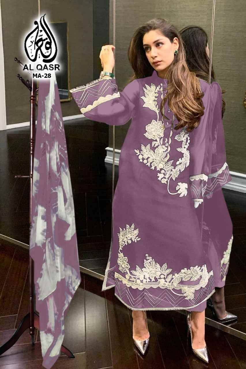 MA-28 COLOURS BY AL QASR 28-A TO 28-D SERIES BEAUTIFUL PAKISTANI SUITS COLORFUL STYLISH FANCY CASUAL WEAR & ETHNIC WEAR FAUX GEORGETTE DRESSES AT WHOLESALE PRICE