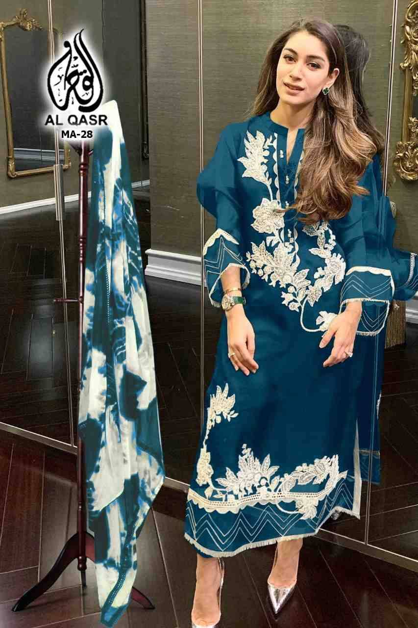 MA-28 COLOURS BY AL QASR 28-A TO 28-D SERIES BEAUTIFUL PAKISTANI SUITS COLORFUL STYLISH FANCY CASUAL WEAR & ETHNIC WEAR FAUX GEORGETTE DRESSES AT WHOLESALE PRICE