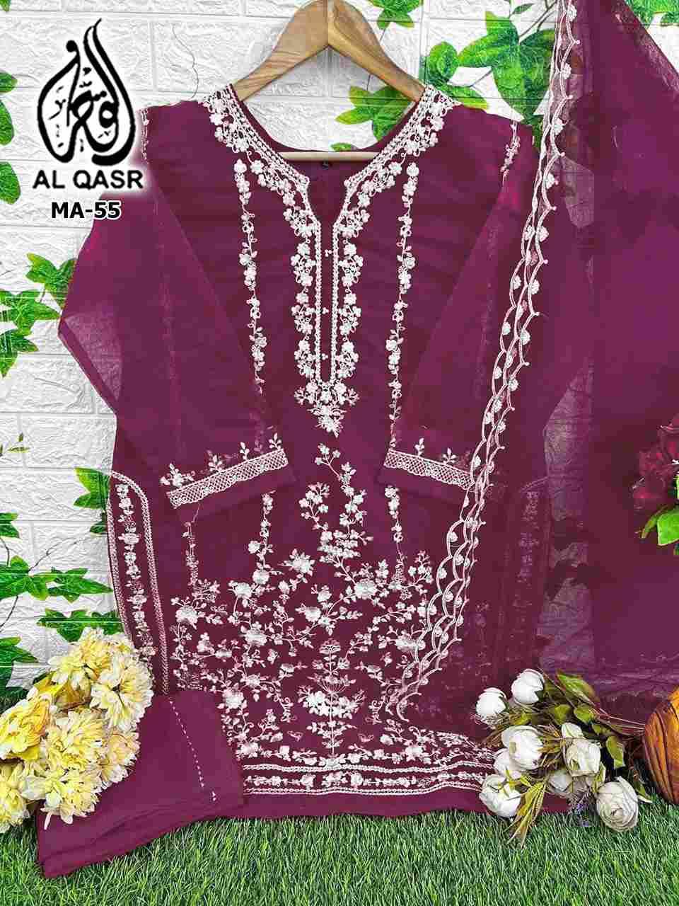 MA-55 COLOURS BY AL QASR 55-A TO 55-E SERIES BEAUTIFUL PAKISTANI SUITS COLORFUL STYLISH FANCY CASUAL WEAR & ETHNIC WEAR HEAVY ORGANZA GEORGETTE DRESSES AT WHOLESALE PRICE