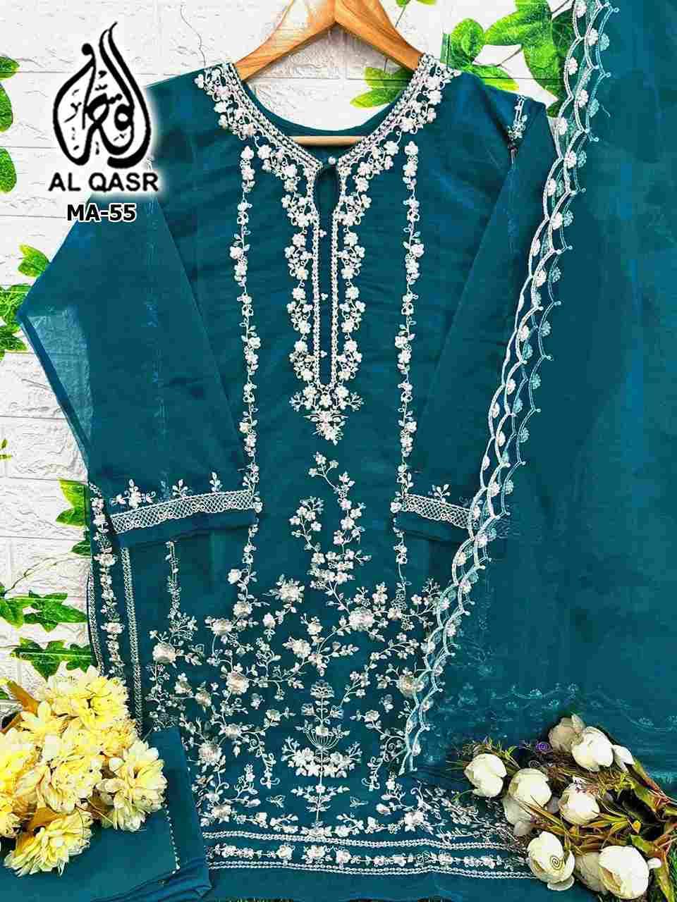 MA-55 COLOURS BY AL QASR 55-A TO 55-E SERIES BEAUTIFUL PAKISTANI SUITS COLORFUL STYLISH FANCY CASUAL WEAR & ETHNIC WEAR HEAVY ORGANZA GEORGETTE DRESSES AT WHOLESALE PRICE