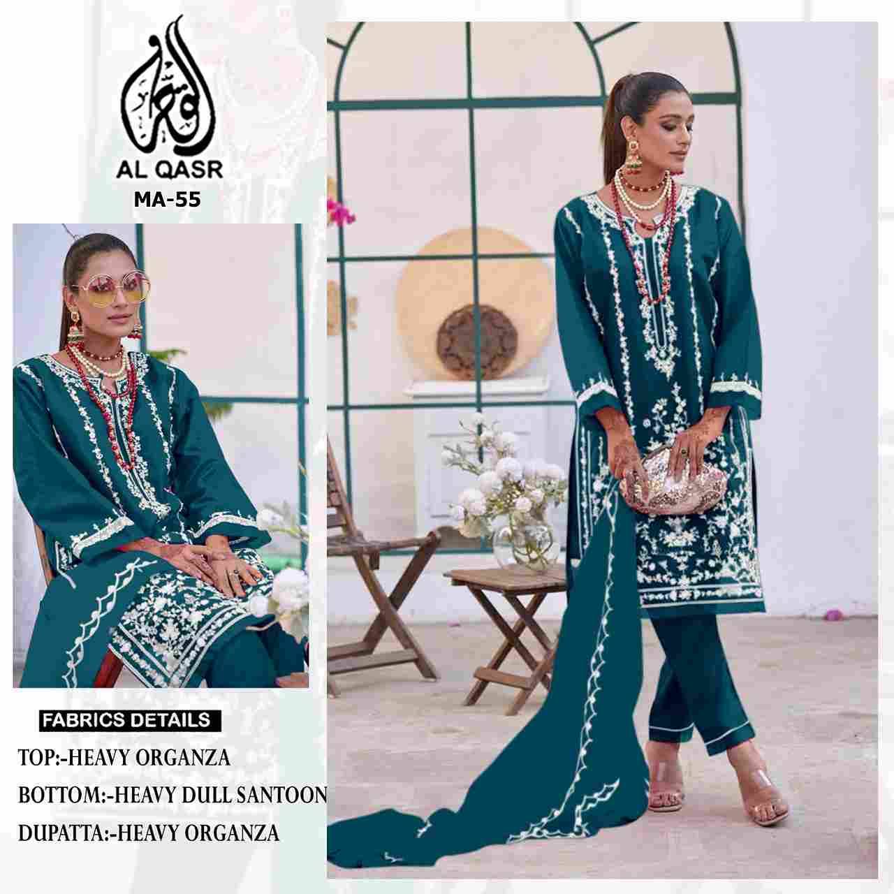 MA-55 COLOURS BY AL QASR 55-A TO 55-E SERIES BEAUTIFUL PAKISTANI SUITS COLORFUL STYLISH FANCY CASUAL WEAR & ETHNIC WEAR HEAVY ORGANZA GEORGETTE DRESSES AT WHOLESALE PRICE