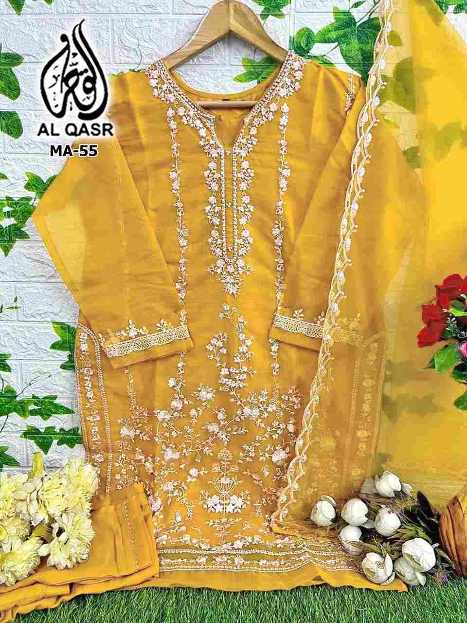 MA-55 COLOURS BY AL QASR 55-A TO 55-E SERIES BEAUTIFUL PAKISTANI SUITS COLORFUL STYLISH FANCY CASUAL WEAR & ETHNIC WEAR HEAVY ORGANZA GEORGETTE DRESSES AT WHOLESALE PRICE