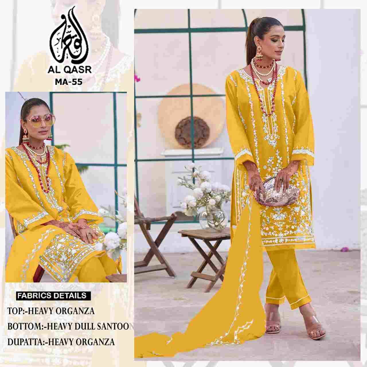 MA-55 COLOURS BY AL QASR 55-A TO 55-E SERIES BEAUTIFUL PAKISTANI SUITS COLORFUL STYLISH FANCY CASUAL WEAR & ETHNIC WEAR HEAVY ORGANZA GEORGETTE DRESSES AT WHOLESALE PRICE