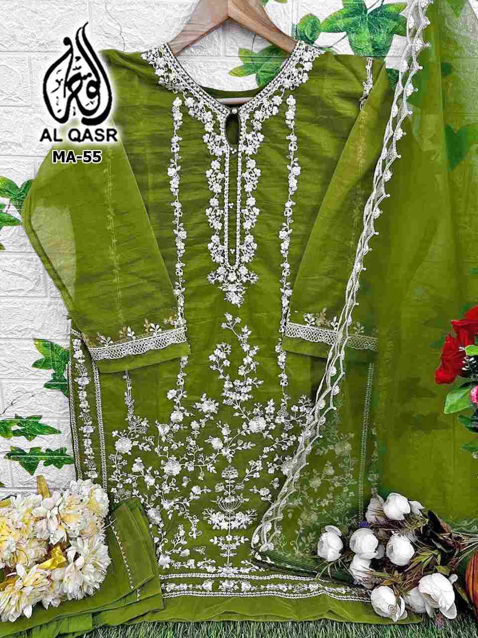 MA-55 COLOURS BY AL QASR 55-A TO 55-E SERIES BEAUTIFUL PAKISTANI SUITS COLORFUL STYLISH FANCY CASUAL WEAR & ETHNIC WEAR HEAVY ORGANZA GEORGETTE DRESSES AT WHOLESALE PRICE