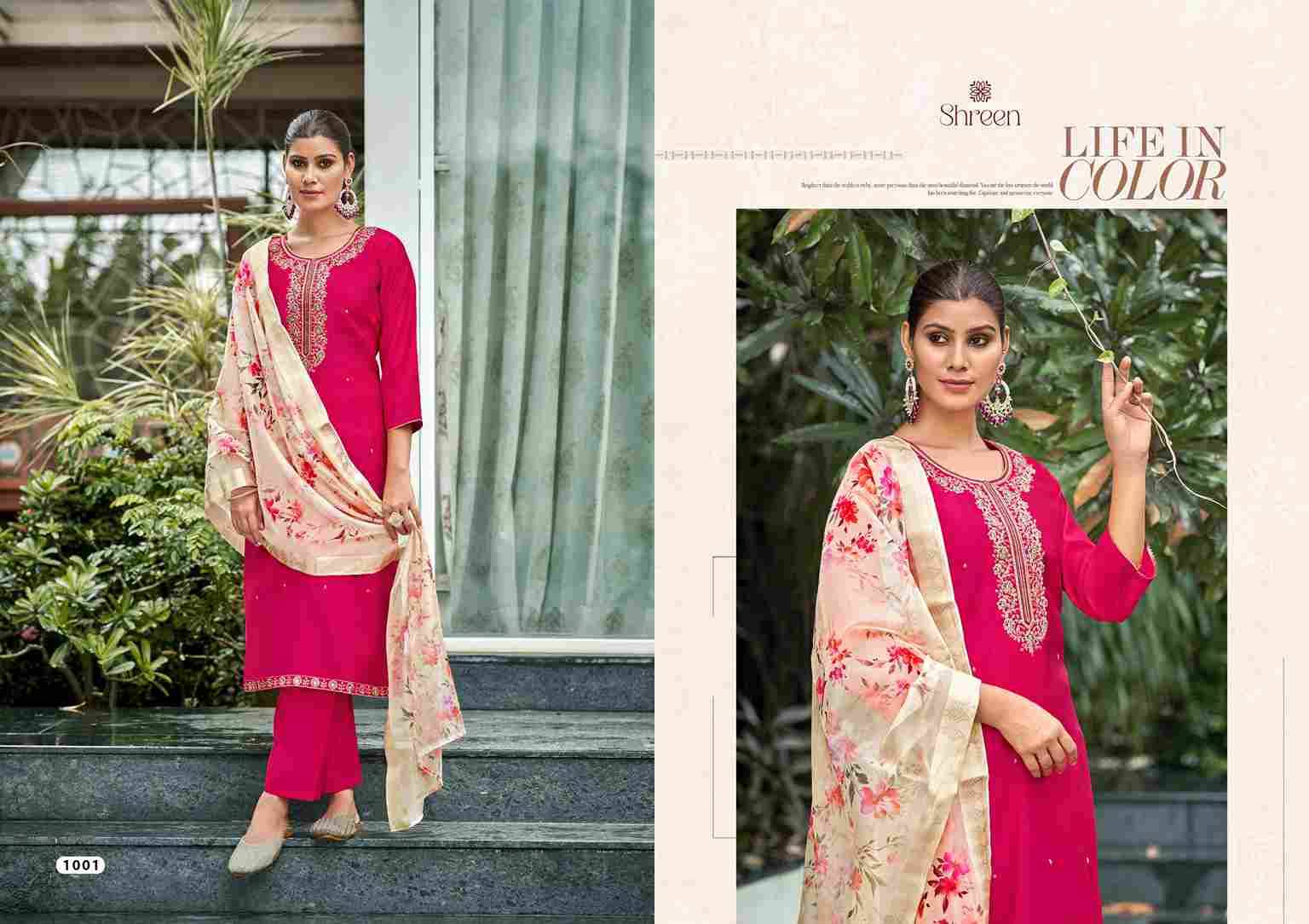 Alexa Vol-3 By Shreen 1001 To 1005 Series Beautiful Festive Suits Colorful Stylish Fancy Casual Wear & Ethnic Wear Roman Silk Dresses At Wholesale Price