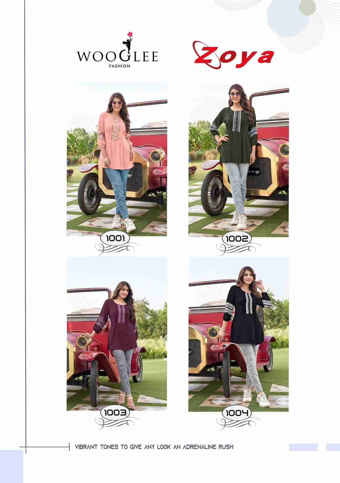 Zoya By Wooglee 1001 To 1004 Series Designer Stylish Fancy Colorful Beautiful Party Wear & Ethnic Wear Collection Rayon Tops At Wholesale Price