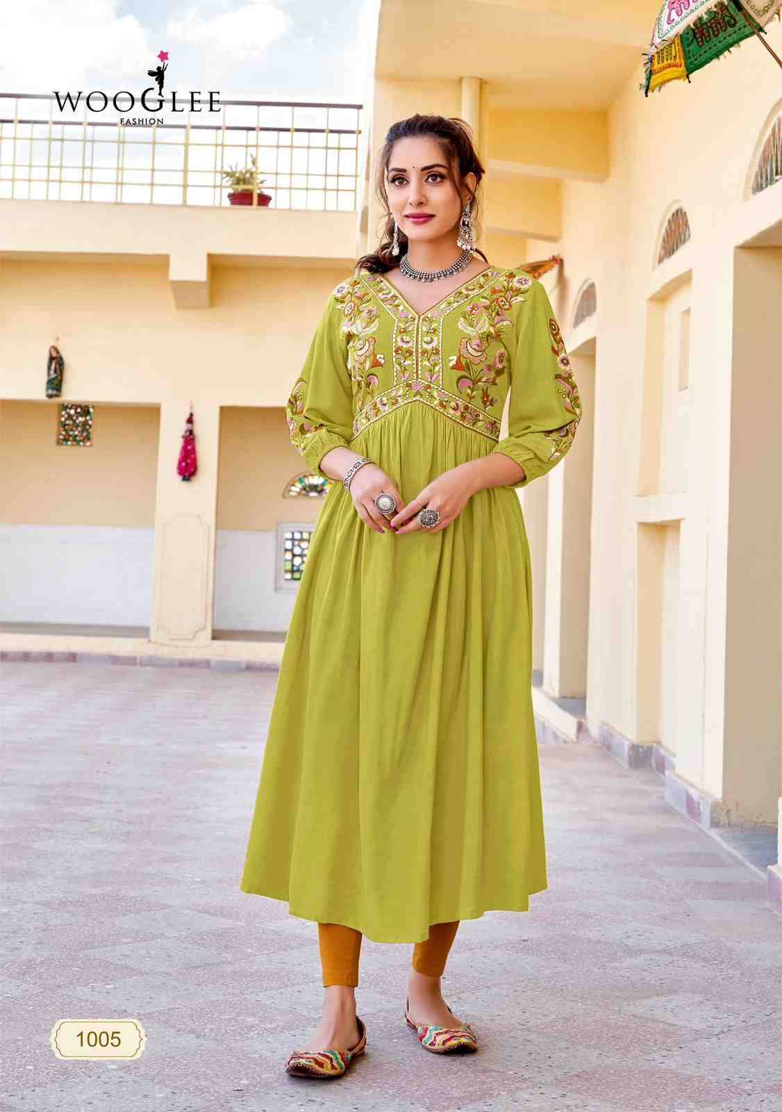 Vedam By Wooglee 1001 To 1005 Series Designer Stylish Fancy Colorful Beautiful Party Wear & Ethnic Wear Collection Rayon Kurtis At Wholesale Price