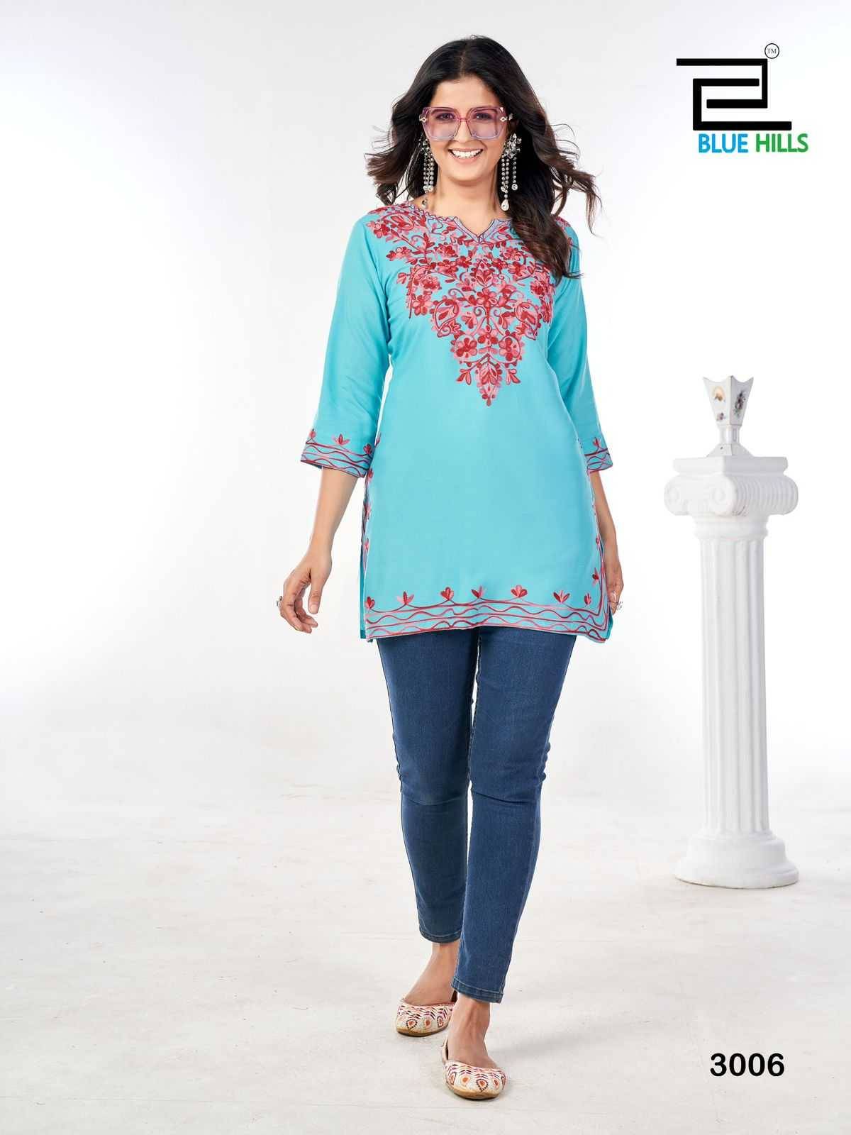 Gulmarg Vol-3 By Blue Hills 3001 To 3006 Series Designer Stylish Fancy Colorful Beautiful Party Wear & Ethnic Wear Collection Rayon Kurtis At Wholesale Price