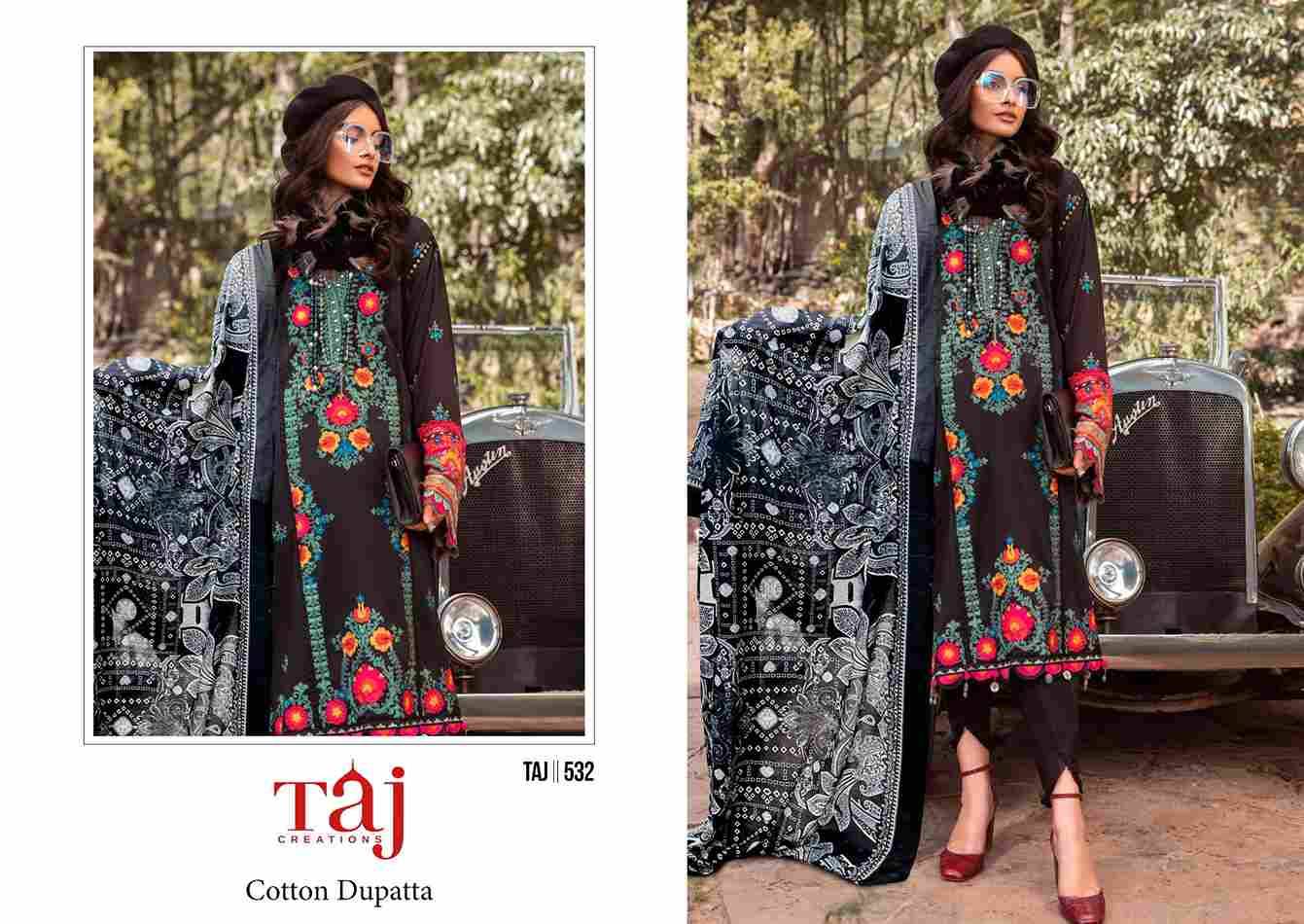 Taj Hit Design 532 By Taj Creation Beautiful Pakistani Suits Colorful Stylish Fancy Casual Wear & Ethnic Wear Pure Cotton Print With Embroidered Dresses At Wholesale Price