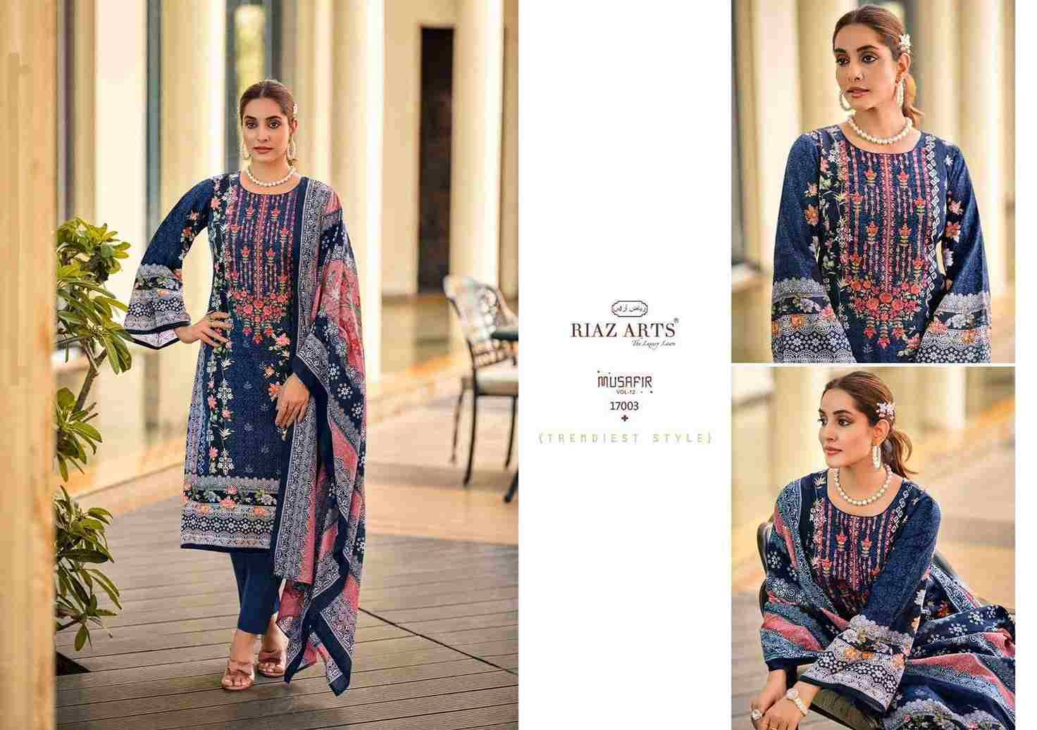 Musafir Vol-12 By Riaz Arts 17001 To 17008 Series Wholesale Designer Pakistani Suits Collection Beautiful Stylish Fancy Colorful Party Wear & Occasional Wear Pure Lawn Print With Embroidered Dresses At Wholesale Price