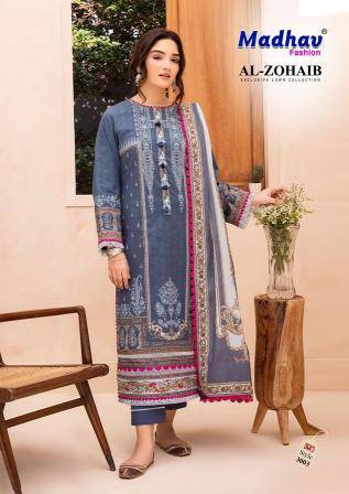 Al-Zohaib Vol-3 By Madhav Fashion 3001 To 3006 Series Beautiful Festive Suits Colorful Stylish Fancy Casual Wear & Ethnic Wear Pure Lawn Cotton Embroidered Dresses At Wholesale Price