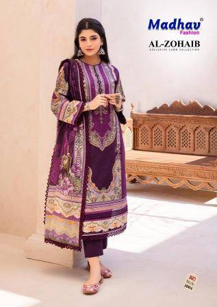 Al-Zohaib Vol-3 By Madhav Fashion 3001 To 3006 Series Beautiful Festive Suits Colorful Stylish Fancy Casual Wear & Ethnic Wear Pure Lawn Cotton Embroidered Dresses At Wholesale Price