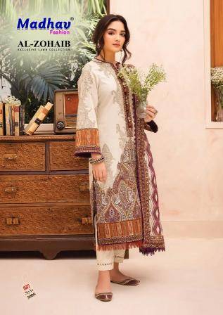 Al-Zohaib Vol-3 By Madhav Fashion 3001 To 3006 Series Beautiful Festive Suits Colorful Stylish Fancy Casual Wear & Ethnic Wear Pure Lawn Cotton Embroidered Dresses At Wholesale Price