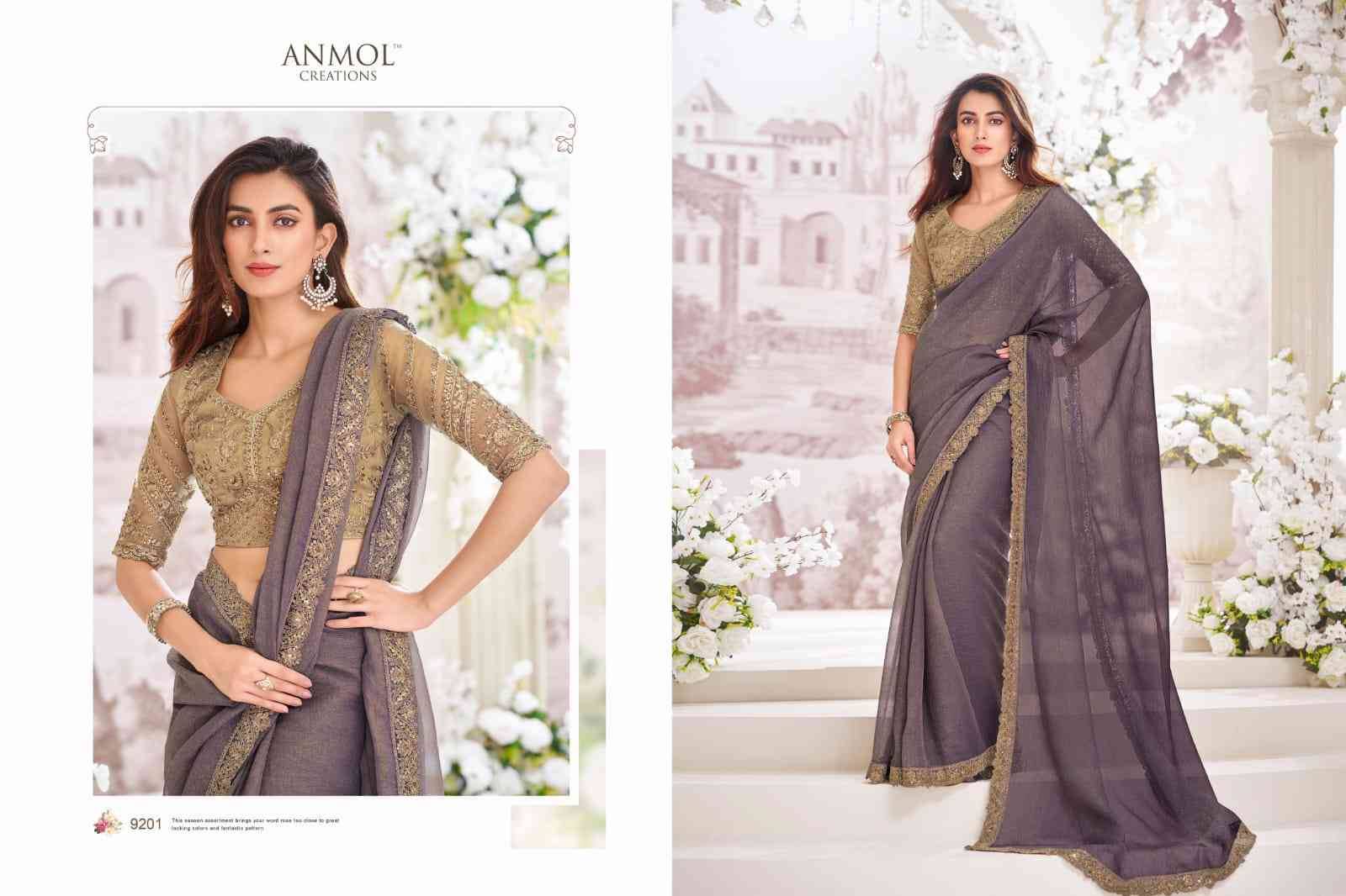 Exotique Vol-5 By Anmol Creation 9201 To 9216 Series Indian Traditional Wear Collection Beautiful Stylish Fancy Colorful Party Wear & Occasional Wear Georgette/Chiffon/Satin Silk Sarees At Wholesale Price