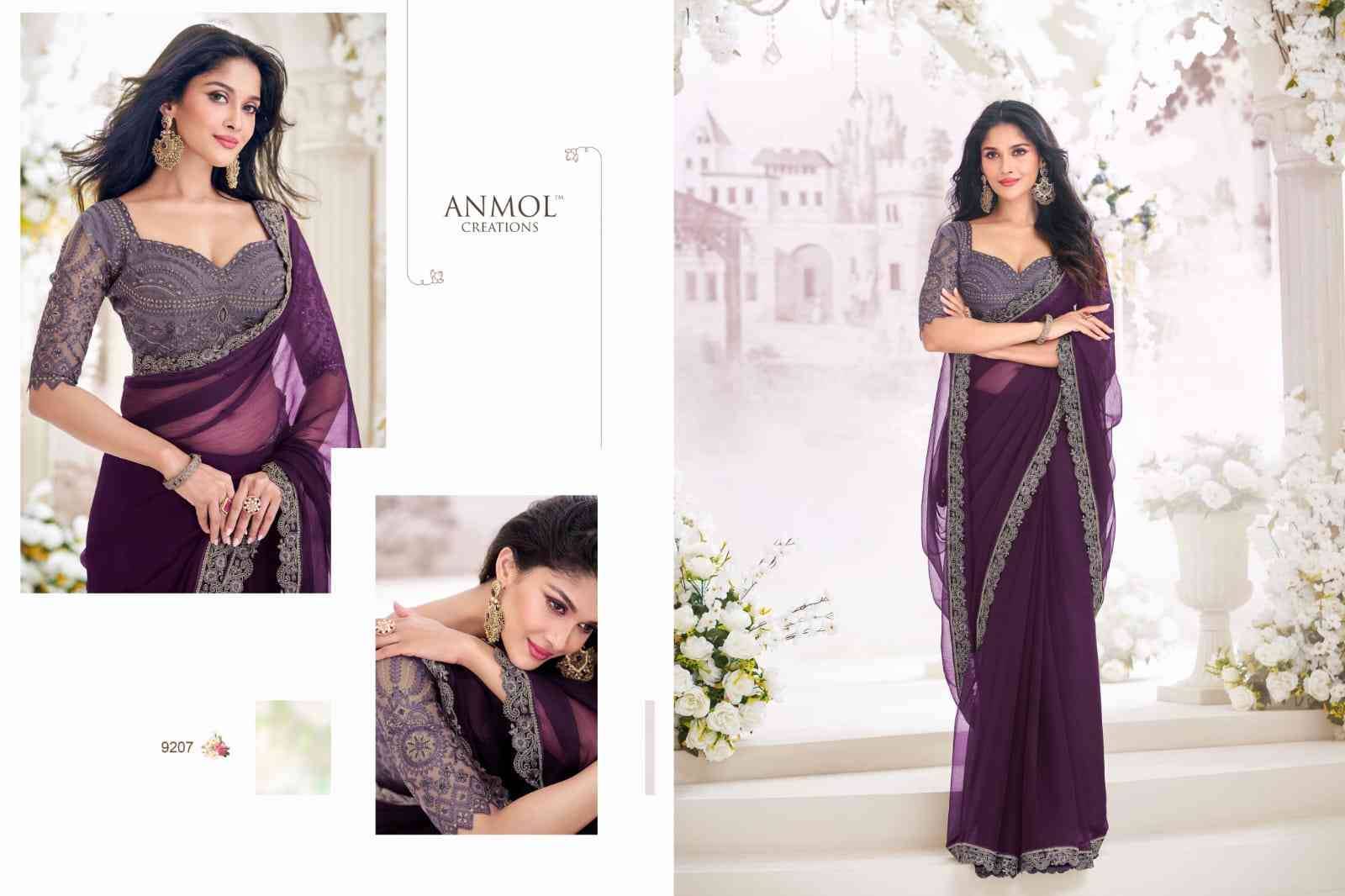 Exotique Vol-5 By Anmol Creation 9201 To 9216 Series Indian Traditional Wear Collection Beautiful Stylish Fancy Colorful Party Wear & Occasional Wear Georgette/Chiffon/Satin Silk Sarees At Wholesale Price