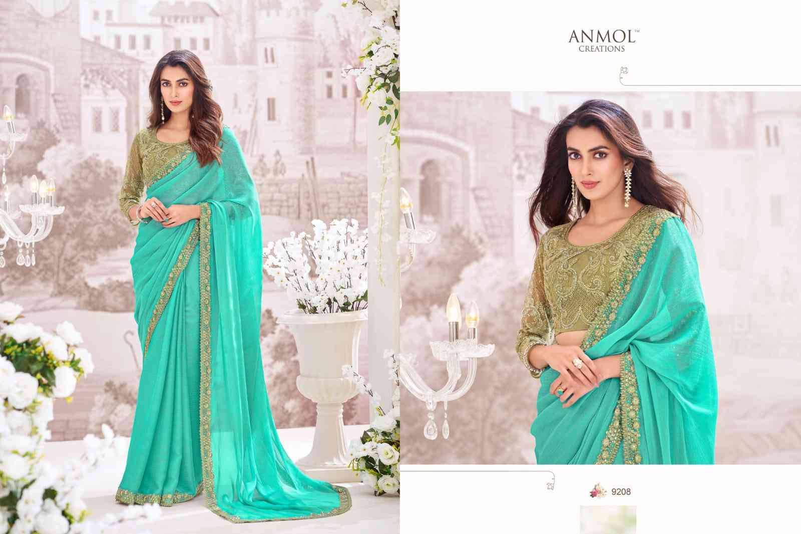 Exotique Vol-5 By Anmol Creation 9201 To 9216 Series Indian Traditional Wear Collection Beautiful Stylish Fancy Colorful Party Wear & Occasional Wear Georgette/Chiffon/Satin Silk Sarees At Wholesale Price