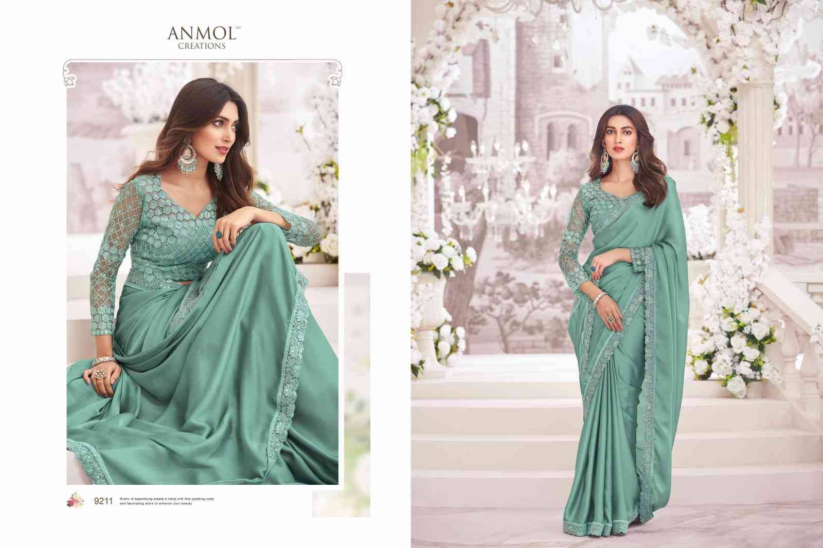 Exotique Vol-5 By Anmol Creation 9201 To 9216 Series Indian Traditional Wear Collection Beautiful Stylish Fancy Colorful Party Wear & Occasional Wear Georgette/Chiffon/Satin Silk Sarees At Wholesale Price