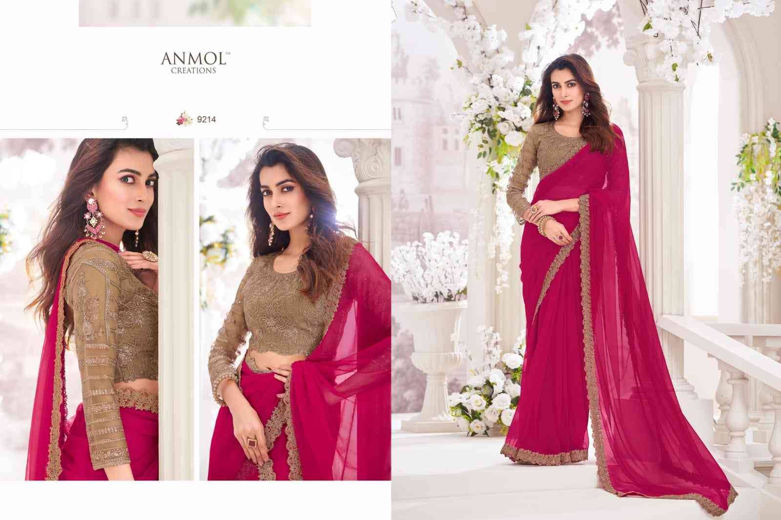 Exotique Vol-5 By Anmol Creation 9201 To 9216 Series Indian Traditional Wear Collection Beautiful Stylish Fancy Colorful Party Wear & Occasional Wear Georgette/Chiffon/Satin Silk Sarees At Wholesale Price