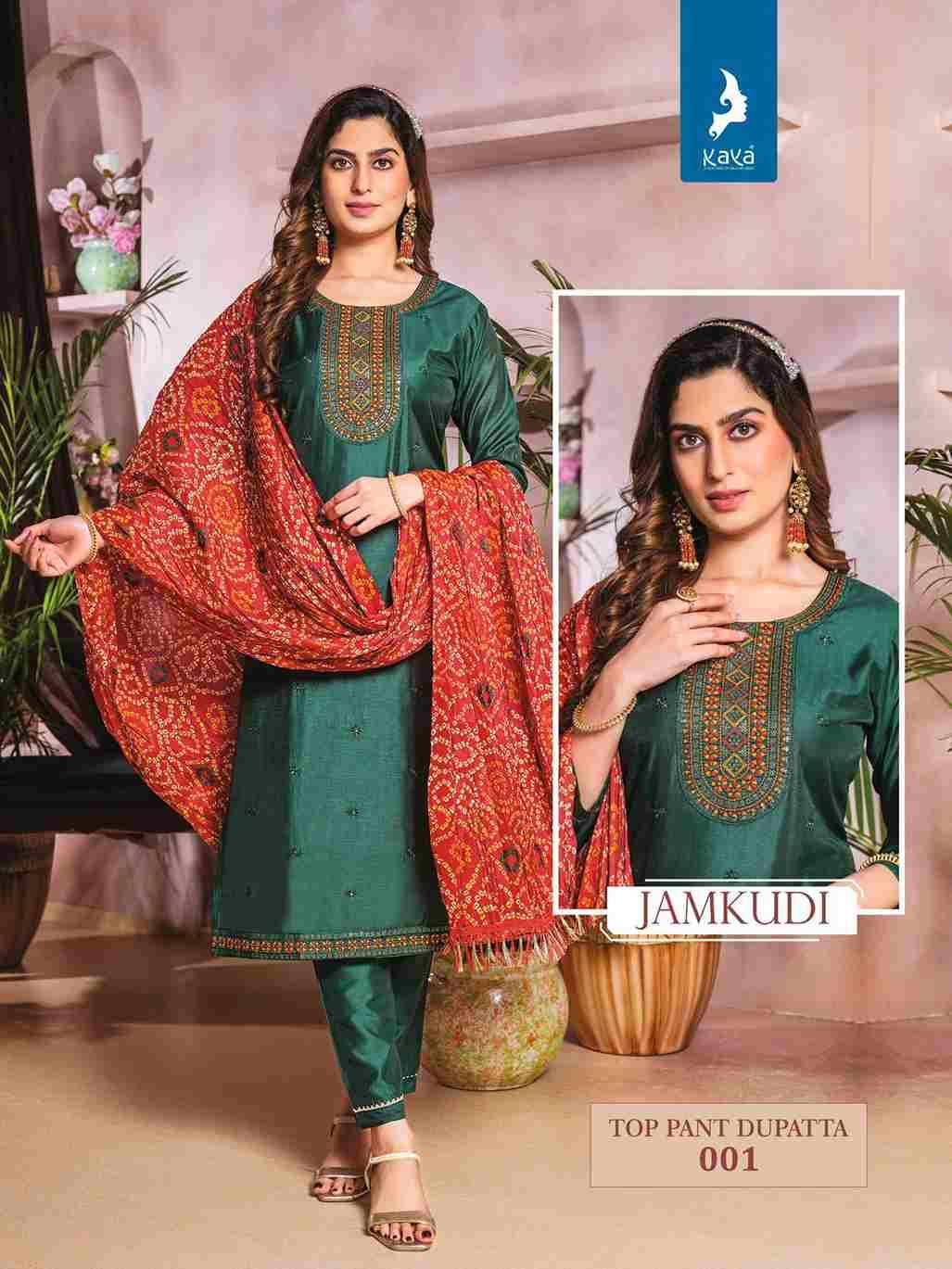 Jamkudi By Kaya 001 To 008 Series Beautiful Festive Suits Colorful Stylish Fancy Casual Wear & Ethnic Wear Chanderi Silk Print Dresses At Wholesale Price