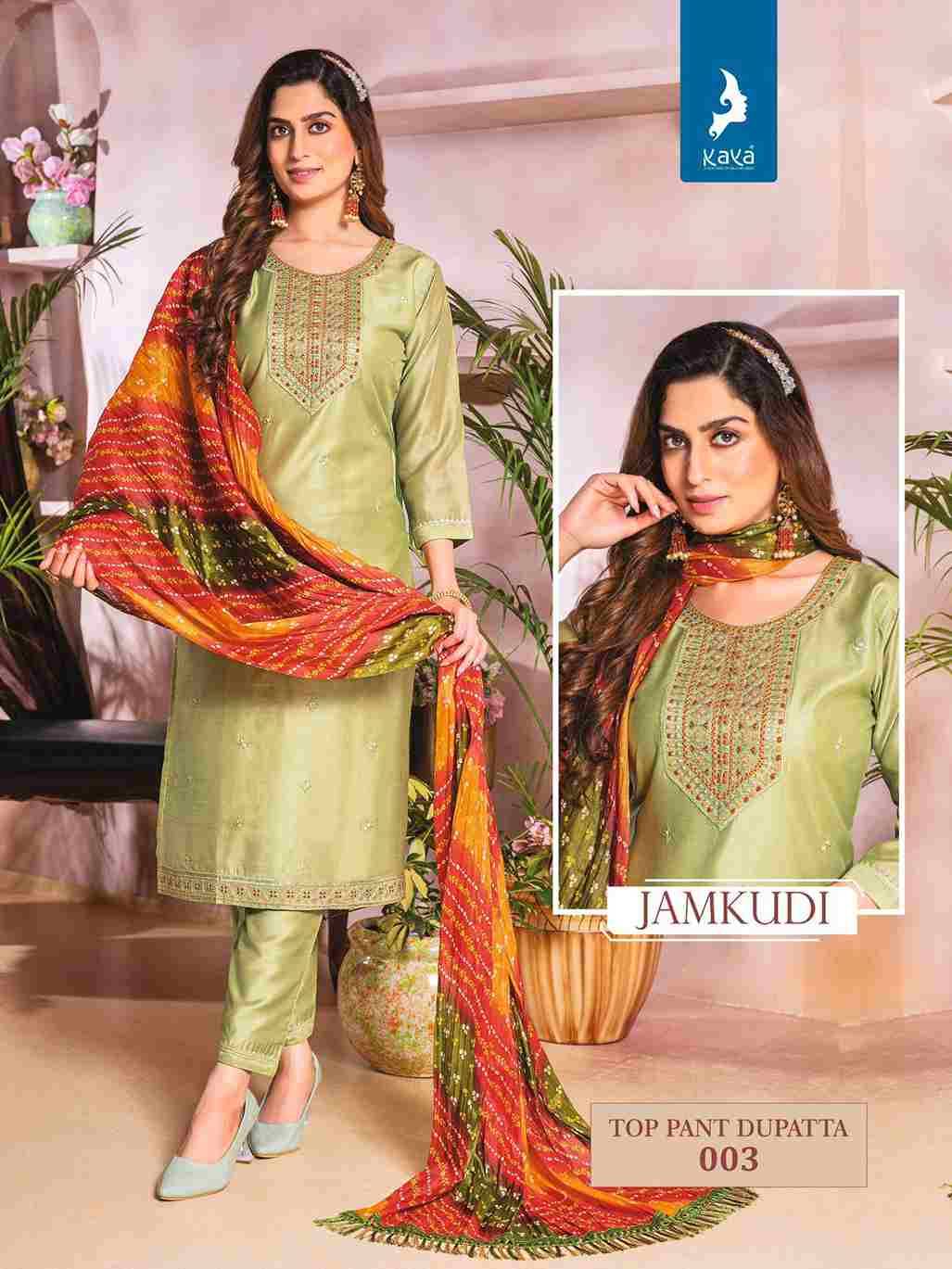 Jamkudi By Kaya 001 To 008 Series Beautiful Festive Suits Colorful Stylish Fancy Casual Wear & Ethnic Wear Chanderi Silk Print Dresses At Wholesale Price