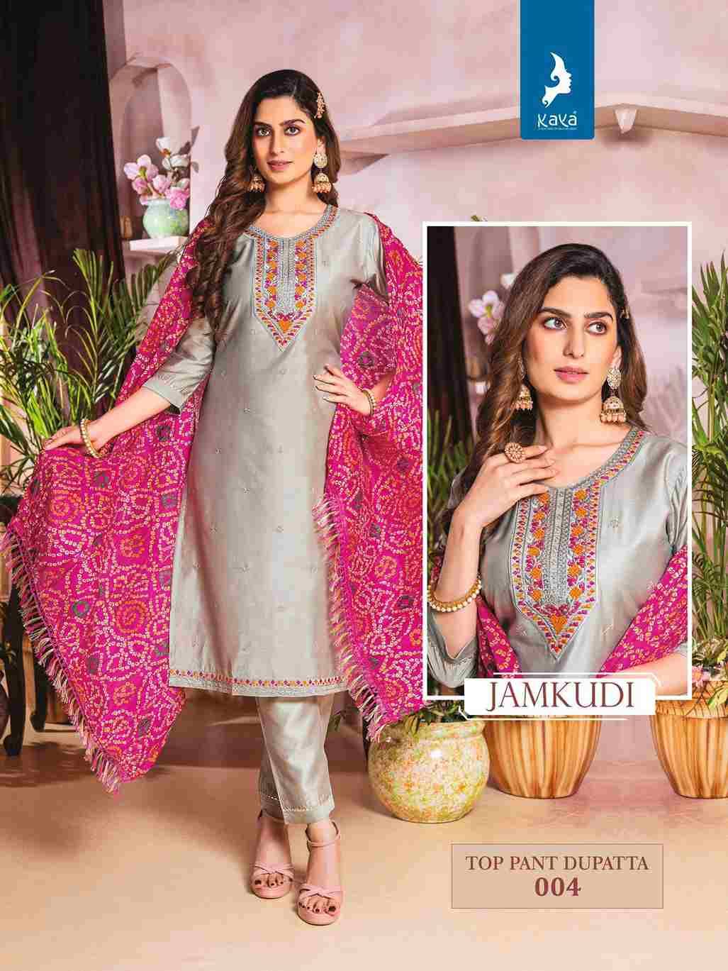 Jamkudi By Kaya 001 To 008 Series Beautiful Festive Suits Colorful Stylish Fancy Casual Wear & Ethnic Wear Chanderi Silk Print Dresses At Wholesale Price