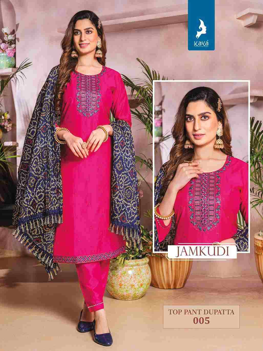 Jamkudi By Kaya 001 To 008 Series Beautiful Festive Suits Colorful Stylish Fancy Casual Wear & Ethnic Wear Chanderi Silk Print Dresses At Wholesale Price