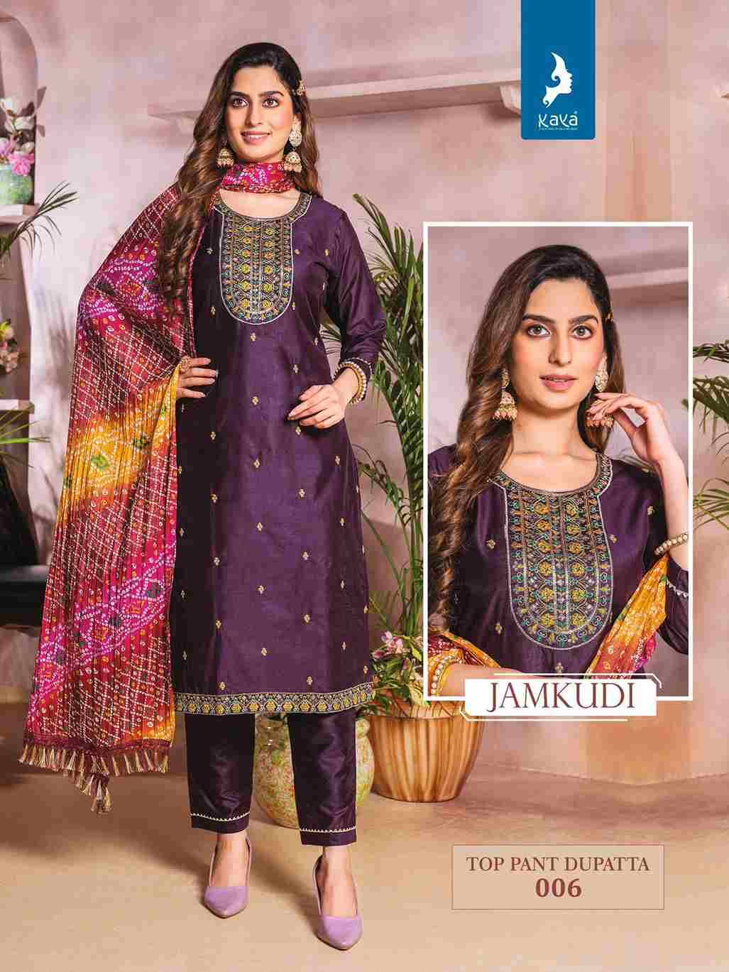 Jamkudi By Kaya 001 To 008 Series Beautiful Festive Suits Colorful Stylish Fancy Casual Wear & Ethnic Wear Chanderi Silk Print Dresses At Wholesale Price