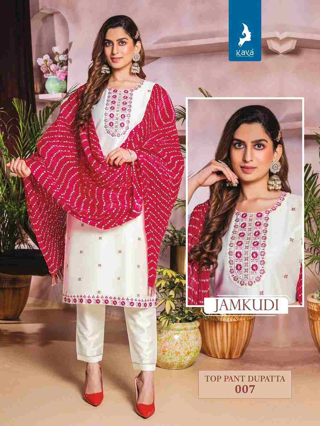 Jamkudi By Kaya 001 To 008 Series Beautiful Festive Suits Colorful Stylish Fancy Casual Wear & Ethnic Wear Chanderi Silk Print Dresses At Wholesale Price