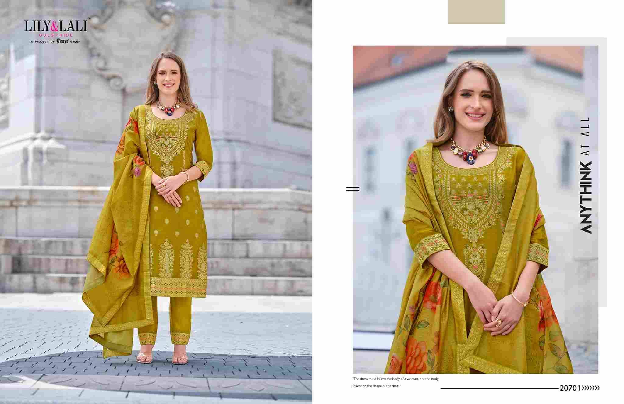 Lajjo By Lily And Lali 20701 To 20706 Series Beautiful Festive Suits Colorful Stylish Fancy Casual Wear & Ethnic Wear Jacquard Silk Print Dresses At Wholesale Price