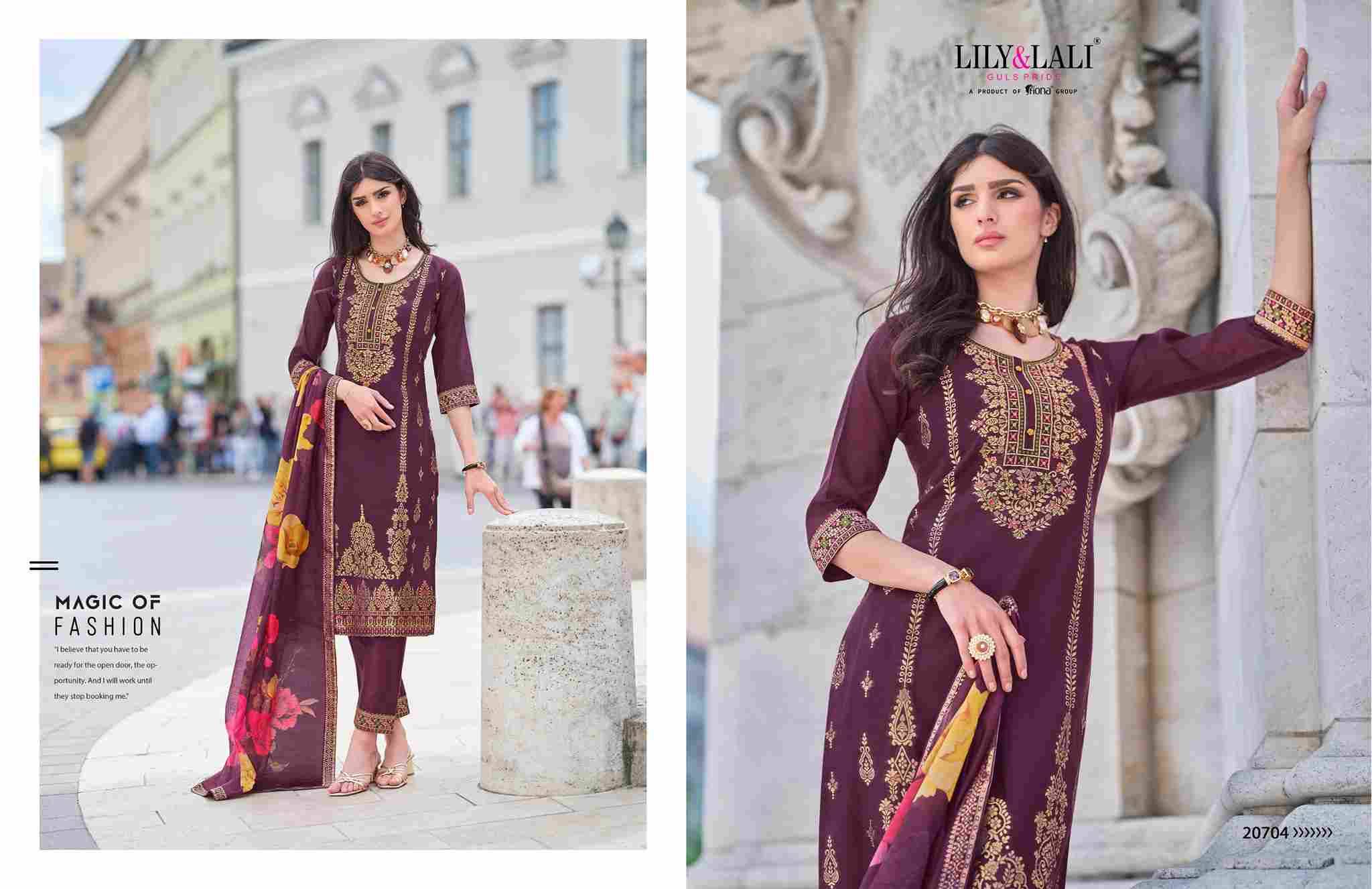 Lajjo By Lily And Lali 20701 To 20706 Series Beautiful Festive Suits Colorful Stylish Fancy Casual Wear & Ethnic Wear Jacquard Silk Print Dresses At Wholesale Price