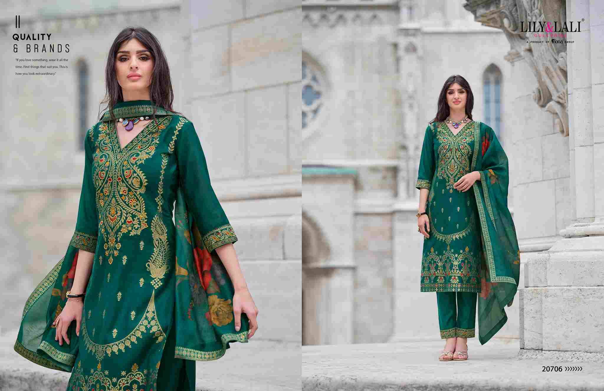 Lajjo By Lily And Lali 20701 To 20706 Series Beautiful Festive Suits Colorful Stylish Fancy Casual Wear & Ethnic Wear Jacquard Silk Print Dresses At Wholesale Price