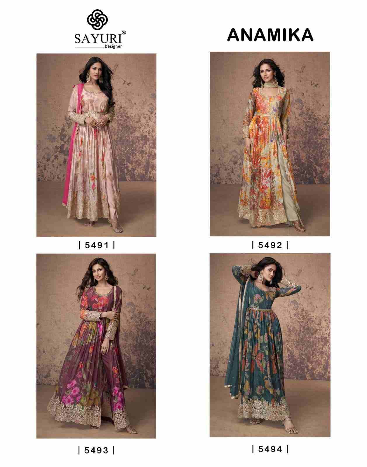 Anamika By Sayuri 5491 To 5494 Series Beautiful Festive Suits Colorful Stylish Fancy Casual Wear & Ethnic Wear Georgette With Work Dresses At Wholesale Price