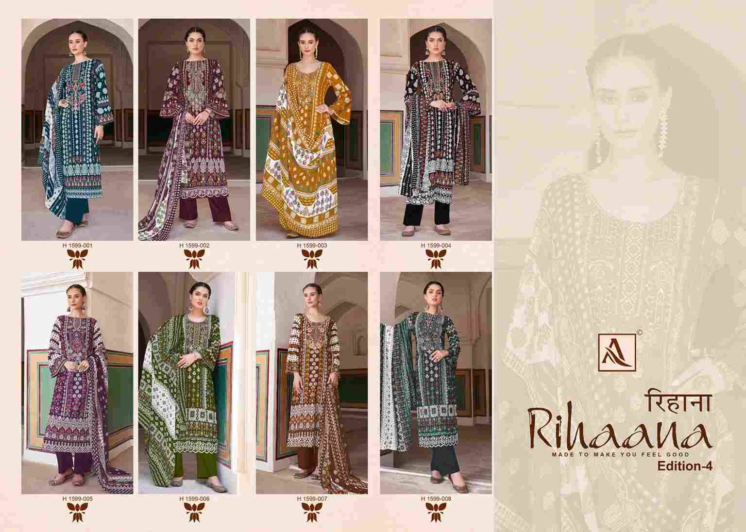 Rihaana Vol-4 By Alok Suit 1599-001 To 1599-008 Series Beautiful Festive Suits Stylish Fancy Colorful Casual Wear & Ethnic Wear Pure Cambric Cotton Print Dresses At Wholesale Price