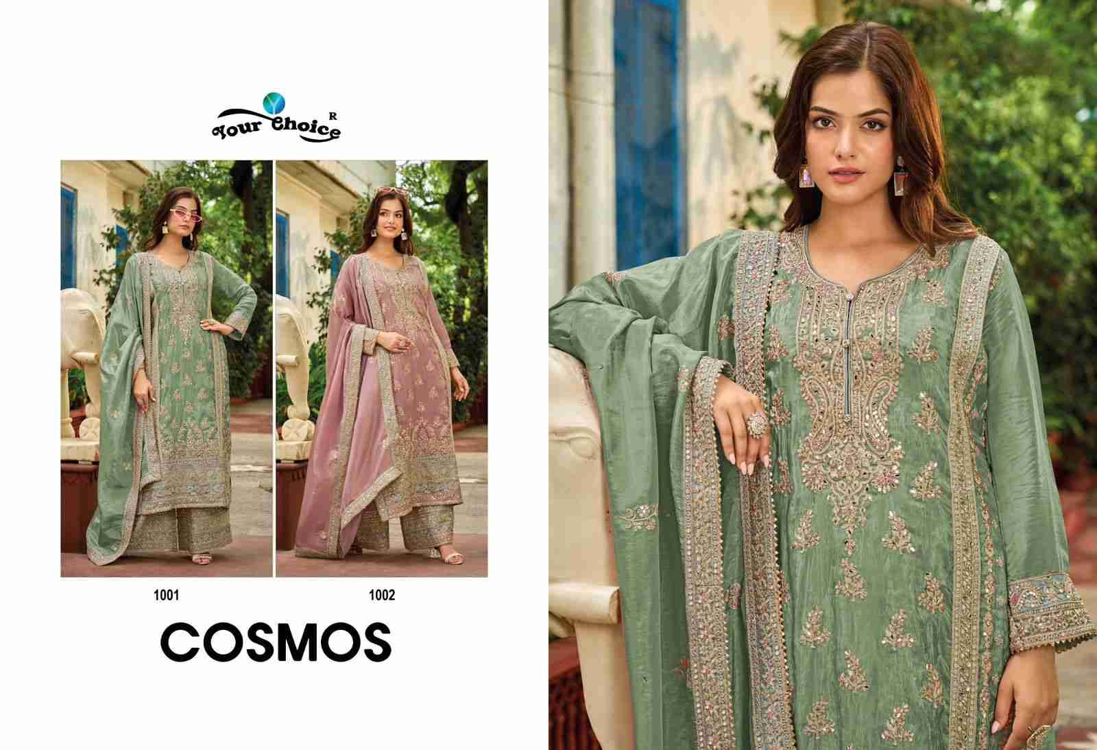 Cosmos By Your Choice 1001 To 1002 Series Sharara Suits Beautiful Fancy Colorful Stylish Party Wear & Occasional Wear Pure Shimmer Dresses At Wholesale Price