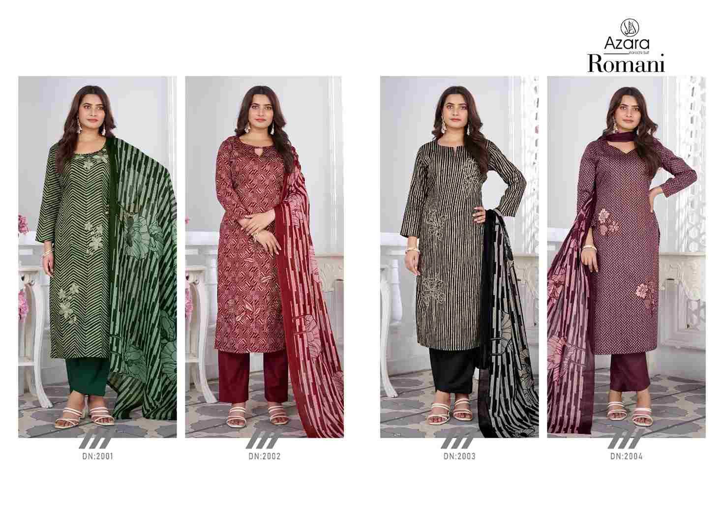 Romani By Azara 2001 To 2004 Series Beautiful Festive Suits Stylish Fancy Colorful Casual Wear & Ethnic Wear Jam Cotton Print Dresses At Wholesale Price